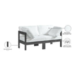 Nizuc 60" Water Resistant Fabric Upholstered 2pc. Outdoor Patio Modular Loveseat in White