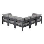 Nizuc 90" Water Resistant Fabric Upholstered 5pc. Outdoor Patio Modular Sectional in Grey