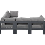 Nizuc 90" Water Resistant Fabric Upholstered 5pc. Outdoor Patio Modular Sectional in Grey