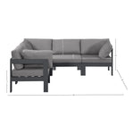 Nizuc 90" Water Resistant Fabric Upholstered 5pc. Outdoor Patio Modular Sectional in Grey