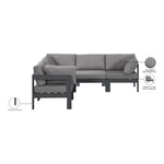 Nizuc 90" Water Resistant Fabric Upholstered 5pc. Outdoor Patio Modular Sectional in Grey