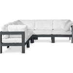 Nizuc 90" Water Resistant Fabric Upholstered 5pc. Outdoor Patio Modular Sectional in White
