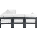 Nizuc 90" Water Resistant Fabric Upholstered 5pc. Outdoor Patio Modular Sectional in White