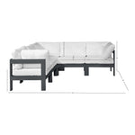 Nizuc 90" Water Resistant Fabric Upholstered 5pc. Outdoor Patio Modular Sectional in White