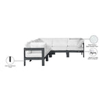 Nizuc 90" Water Resistant Fabric Upholstered 5pc. Outdoor Patio Modular Sectional in White