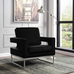Noah Velvet Upholstered Accent Chair in Black