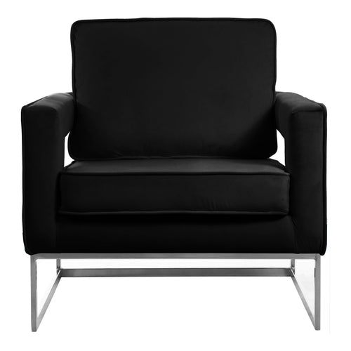 Noah Velvet Upholstered Accent Chair in Black