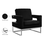 Noah Velvet Upholstered Accent Chair in Black