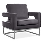 Noah Velvet Upholstered Accent Chair in Grey