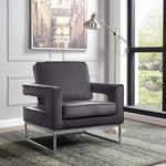 Noah Velvet Upholstered Accent Chair in Grey