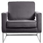 Noah Velvet Upholstered Accent Chair in Grey