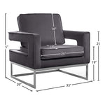 Noah Velvet Upholstered Accent Chair in Grey
