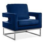 Noah Velvet Upholstered Accent Chair in Navy