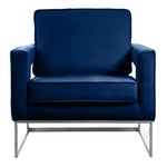 Noah Velvet Upholstered Accent Chair in Navy
