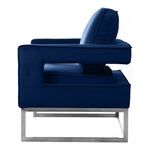 Noah Velvet Upholstered Accent Chair in Navy