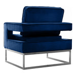 Noah Velvet Upholstered Accent Chair in Navy