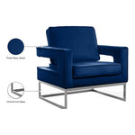 Noah Velvet Upholstered Accent Chair in Navy