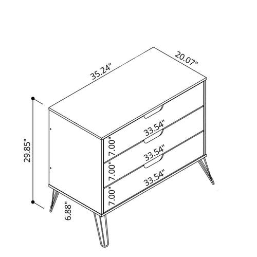 Rockefeller 35" Dresser (3-Drawer) in White