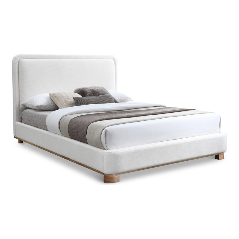 Nolita Linen Textured Fabric Upholstered King Bed in Cream