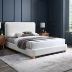 Nolita Linen Textured Fabric Upholstered King Bed in Cream