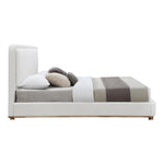 Nolita Linen Textured Fabric Upholstered King Bed in Cream