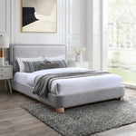Nolita Linen Textured Fabric Upholstered King Bed in Grey