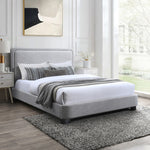 Nolita Linen Textured Fabric Upholstered King Bed in Grey