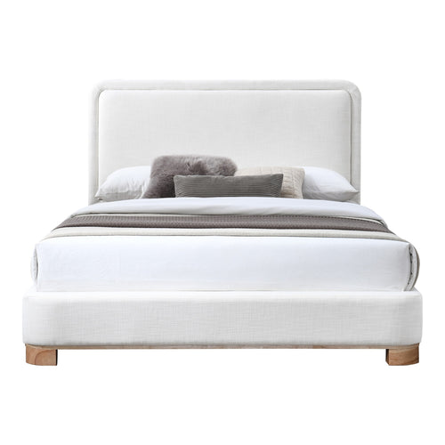 Nolita Linen Textured Fabric Upholstered Queen Bed in Cream