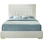 Nora Velvet Upholstered King Bed in Cream