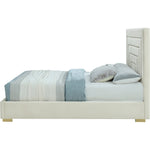 Nora Velvet Upholstered King Bed in Cream