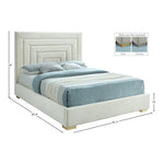 Nora Velvet Upholstered King Bed in Cream