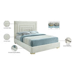 Nora Velvet Upholstered King Bed in Cream