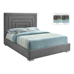 Nora Velvet Upholstered King Bed in Grey