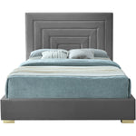 Nora Velvet Upholstered King Bed in Grey