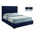 Nora Velvet Upholstered King Bed in Navy