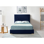 Nora Velvet Upholstered King Bed in Navy