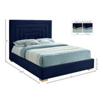 Nora Velvet Upholstered King Bed in Navy