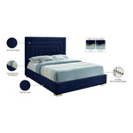 Nora Velvet Upholstered King Bed in Navy