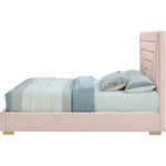 Nora Velvet Upholstered King Bed in Pink