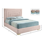 Nora Velvet Upholstered King Bed in Pink