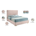 Nora Velvet Upholstered King Bed in Pink