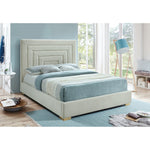 Nora Velvet Upholstered Queen Bed in Cream