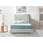 Nora Velvet Upholstered Queen Bed in Cream