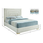 Nora Velvet Upholstered Queen Bed in Cream
