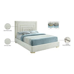 Nora Velvet Upholstered Queen Bed in Cream