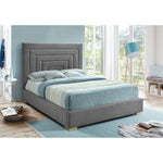 Nora Velvet Upholstered Queen Bed in Grey