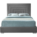 Nora Velvet Upholstered Queen Bed in Grey