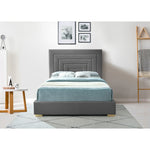 Nora Velvet Upholstered Queen Bed in Grey