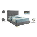 Nora Velvet Upholstered Queen Bed in Grey