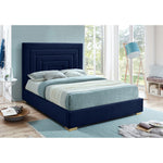 Nora Velvet Upholstered Queen Bed in Navy